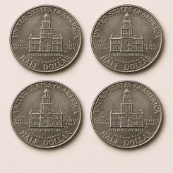 Lot de 4 pi&egrave;ces Demi-Dollars Kennedy Bicentennial 1976